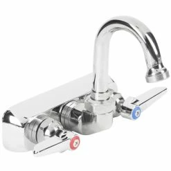 T&S Brass And Bronze Works T&S B-1146-01 Wall Mount Workboard Faucet With 4" Centers, 2 15/16" Gooseneck Spout, Escutcheon, Stream Regulator, And Tailpieces
