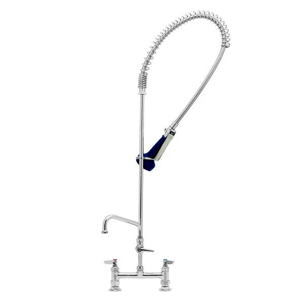 T&S Brass And Bronze Works T&S B-0123-A08-08C EasyInstall Deck Mounted 46" High Pre-Rinse Faucet With Adjustable 8" Centers, Ergonomic Low Flow Spray Valve, 44" Hose, And 8" Add-On Faucet 1 T&S Brass And Bronze Works T&S B-0123-A08-08C EasyInstall Deck Mounted 46" High Pre-Rinse Faucet With Adjustable 8" Centers, Ergonomic Low Flow Spray Valve, 44" Hose, And 8" Add-On Faucet