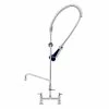 T&S Brass And Bronze Works T&S B-0123-A10-B08 EasyInstall Deck Mounted 46" High Pre-Rinse Faucet With Adjustable 8" Centers, Ergonomic Spray Valve, 44" Hose, 10" Add-On Faucet, And 6" Wall Bracket