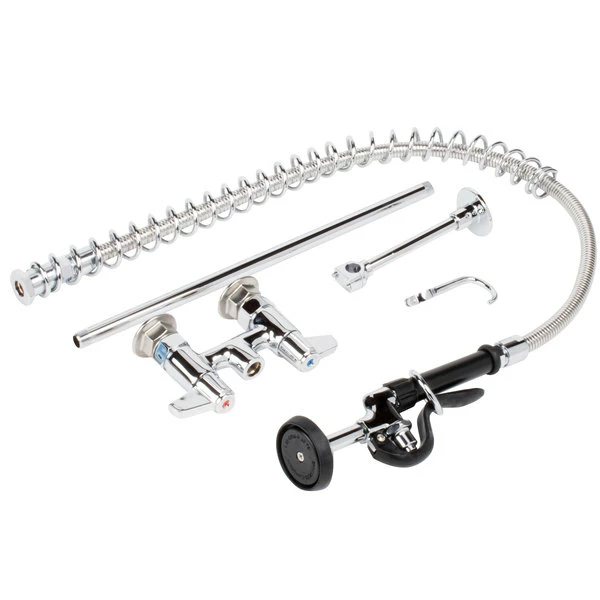 T&S Brass And Bronze Works Equip By T&S 5PR-4D00 Deck Mounted 34" High Pre-Rinse Faucet With 4" Adjustable Centers, 44" Hose, And 6" Wall Bracket 3 T&S Brass And Bronze Works Equip By T&S 5PR-4D00 Deck Mounted 34" High Pre-Rinse Faucet With 4" Adjustable Centers, 44" Hose, And 6" Wall Bracket - Image 3