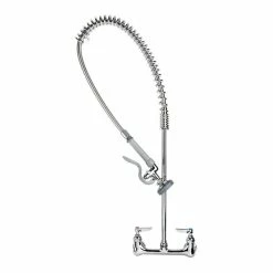 T&S Brass And Bronze Works T&S B-0133-R EasyInstall Wall Mounted 35 1/2" High Pre-Rinse Faucet With Adjustable 8" Centers, And 44" Rubber Hose