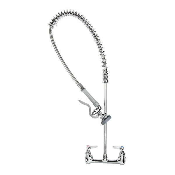 T&S Brass And Bronze Works T&S B-0133-R EasyInstall Wall Mounted 35 1/2" High Pre-Rinse Faucet With Adjustable 8" Centers, And 44" Rubber Hose 1 T&S Brass And Bronze Works T&S B-0133-R EasyInstall Wall Mounted 35 1/2" High Pre-Rinse Faucet With Adjustable 8" Centers, And 44" Rubber Hose