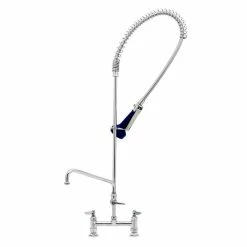 T&S Brass And Bronze Works T&S B-0123-A10-08 EasyInstall Deck Mounted 46" High Pre-Rinse Faucet With Adjustable 8" Centers, Ergonomic Spray Valve, 44" Hose, And 10" Add-On Faucet