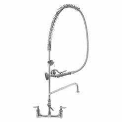 T&S Brass And Bronze Works T&S B-0133-01 EasyInstall Wall Mounted 37 1/2" High Pre-Rinse Faucet With Adjustable 8" Centers, 56" Hose, 14" Add-On Faucet, And 9" Wall Bracket