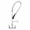 T&S Brass And Bronze Works T&S B-0133-A06-08 EasyInstall Wall Mounted 37 1/2" High Pre-Rinse Faucet With Adjustable 8" Centers, Ergonomic Spray Valve, 44" Hose, And 6" Add-On Faucet