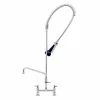 T&S Brass And Bronze Works T&S B-0123-A12-08 EasyInstall Deck Mounted 46" High Pre-Rinse Faucet With Adjustable 8" Centers, Ergonomic Spray Valve, 44" Hose, And 12" Add-On Faucet