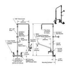 T&S Brass And Bronze Works T&S B-0131-ADF14-B Wall Mounted 33 7/16" High Pre-Rinse Faucet With Adjustable 8" Centers, Low Flow Spray Valve, Swivel Arm, 20" Hose, 14" Add-On Faucet, And 6" Wall Bracket 3 T&S Brass And Bronze Works T&S B-0131-ADF14-B Wall Mounted 33 7/16" High Pre-Rinse Faucet With Adjustable 8" Centers, Low Flow Spray Valve, Swivel Arm, 20" Hose, 14" Add-On Faucet, And 6" Wall Bracket -T&S Brass-shop 58148