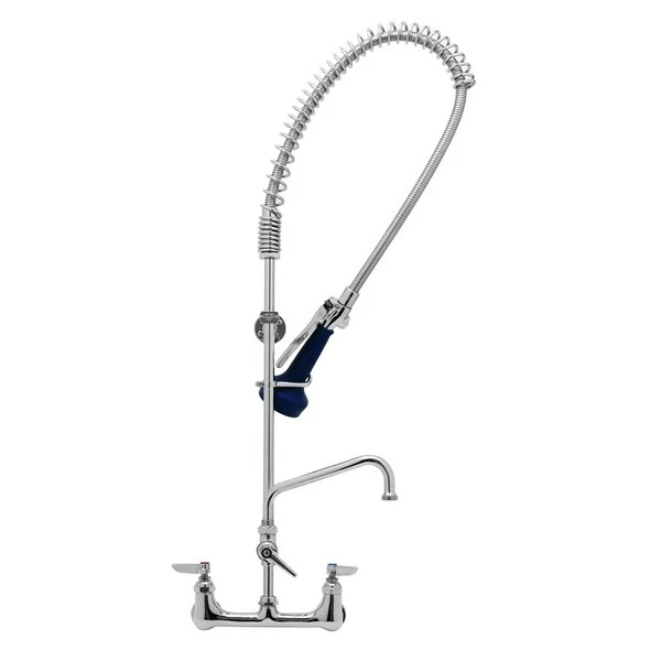 T&S Brass And Bronze Works T&S B-0133-A06-B08 EasyInstall Wall Mounted 37 1/2" High Pre-Rinse Faucet With Adjustable 8" Centers, Ergonomic Spray Valve, 44" Hose, 6" Add-On Faucet, And 6" Wall Bracket 1 T&S Brass And Bronze Works T&S B-0133-A06-B08 EasyInstall Wall Mounted 37 1/2" High Pre-Rinse Faucet With Adjustable 8" Centers, Ergonomic Spray Valve, 44" Hose, 6" Add-On Faucet, And 6" Wall Bracket