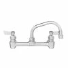 Fisher 64777 Backsplash Mounted Faucet With 8" Centers, 14" Swing Nozzle, 2.2 GPM Aerator, Lever Handles, And EZ Install Adapters