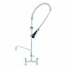 T&S Brass And Bronze Works T&S B-0123-A08-B08C EasyInstall Deck Mounted 46" High Pre-Rinse Faucet With Adjustable 8" Centers, Ergonomic Low Flow Spray Valve, 44" Hose, 8" Add-On Faucet, And 6" Wall Bracket