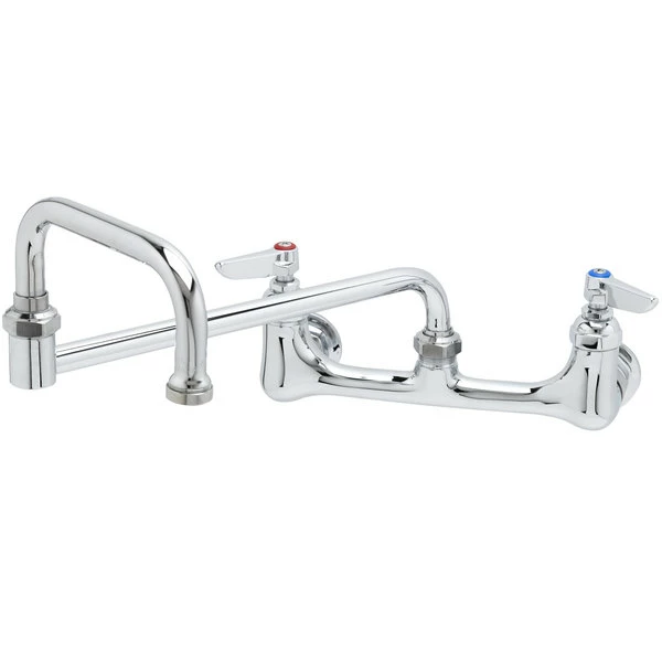 T&S Brass And Bronze Works T&S B-0265-BST Wall Mount Faucet With 8" Adjustable Centers, 18" Double Joint Nozzle, And Eterna Cartridges 1 T&S Brass And Bronze Works T&S B-0265-BST Wall Mount Faucet With 8" Adjustable Centers, 18" Double Joint Nozzle, And Eterna Cartridges
