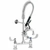 T&S Brass And Bronze Works T&S MPY-8DLN-06 EasyInstall Deck Mounted 24 1/2" High Mini Pre-Rinse Faucet With Adjustable 8" Centers, Low Flow Spray Valve, 24" Hose, 6" Add-On Faucet, And 6" Wall Bracket