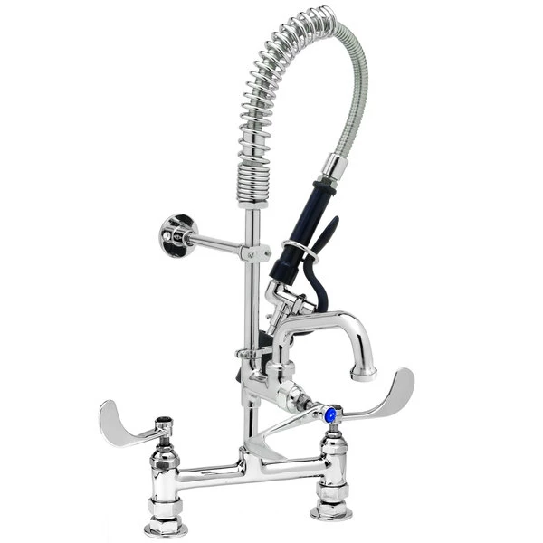 T&S Brass And Bronze Works T&S MPY-8DLN-06 EasyInstall Deck Mounted 24 1/2" High Mini Pre-Rinse Faucet With Adjustable 8" Centers, Low Flow Spray Valve, 24" Hose, 6" Add-On Faucet, And 6" Wall Bracket 1 T&S Brass And Bronze Works T&S MPY-8DLN-06 EasyInstall Deck Mounted 24 1/2" High Mini Pre-Rinse Faucet With Adjustable 8" Centers, Low Flow Spray Valve, 24" Hose, 6" Add-On Faucet, And 6" Wall Bracket