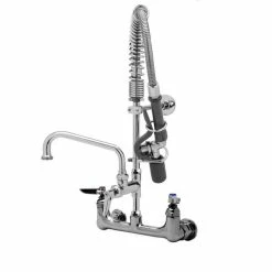 T&S Brass And Bronze Works T&S MPY-8WLN-06 EasyInstall Wall Mounted 22 1/4" High Mini Pre-Rinse Faucet With Adjustable 8" Centers, Low Flow Spray Valve, 24" Hose, 6" Add-On Faucet, And 6" Wall Bracket