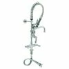 T&S Brass And Bronze Works T&S MPZ-2DCN-08 EasyInstall Deck Mounted 24 13/16" High Mini Pre-Rinse Faucet With Flex Inlets, Club Handles, 24" Hose, 8" Add-On Faucet, And 6" Wall Bracket