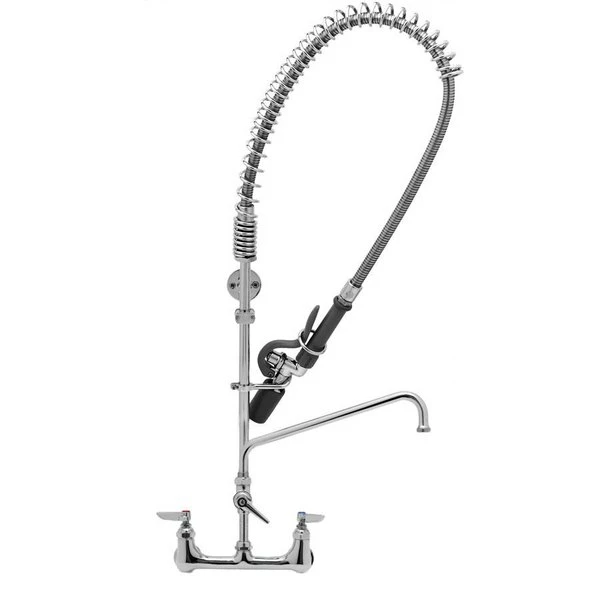 T&S Brass And Bronze Works T&S B-0133-A12-BC4 EasyInstall Wall Mounted 35 1/4" High Pre-Rinse Faucet With Adjustable 8" Centers, Low Flow Spray Valve, 44" Hose, 12" Add-On Faucet, 4-Way Accessory Cross, And 6" Wall Bracket 1 T&S Brass And Bronze Works T&S B-0133-A12-BC4 EasyInstall Wall Mounted 35 1/4" High Pre-Rinse Faucet With Adjustable 8" Centers, Low Flow Spray Valve, 44" Hose, 12" Add-On Faucet, 4-Way Accessory Cross, And 6" Wall Bracket