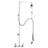 T&S Brass And Bronze Works T&S B-0140-01 Wall Mounted 47" High Pre-Rinse Faucet With Adjustable 8" Centers, Angled Low Flow Spray Valve, Balancer, 68" Hose, Vacuum Breaker, And 6" Wall Bracket