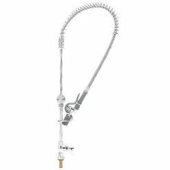 T&S Brass And Bronze Works T&S B-2285-CR-BC EasyInstall Deck Mounted 45 1/2" High Pre-Rinse Faucet With Single Inlet, Low Flow Spray Valve, 44" Hose, And 6" Wall Bracket