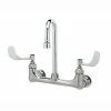 T&S Brass And Bronze Works T&S B-2443 Wall Mount Mixing Faucet With 8" Adjustable Centers, 2 7/8" Gooseneck, 4" Wrist Action Handles, And Eterna Cartridges