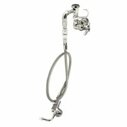 T&S Brass And Bronze Works T&S B-2308 Wall Mounted Pre-Rinse Faucet With Adjustable 8" Centers, Spray Face 80" Hose, 12" Add-On Faucet, Vacuum Breaker, And Wall Hook