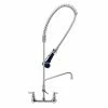 T&S Brass And Bronze Works T&S B-0133-A10-08C EasyInstall Wall Mounted 37 1/2" High Pre-Rinse Faucet With Adjustable 8" Centers, Ergonomic Low Flow Spray Valve, 44" Hose, And 10" Add-On Faucet