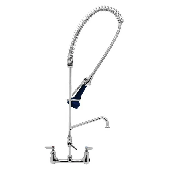 T&S Brass And Bronze Works T&S B-0133-A08-08 EasyInstall Wall Mounted 37 1/2" High Pre-Rinse Faucet With Adjustable 8" Centers, Ergonomic Spray Valve, 44" Hose, And 8" Add-On Faucet 1 T&S Brass And Bronze Works T&S B-0133-A08-08 EasyInstall Wall Mounted 37 1/2" High Pre-Rinse Faucet With Adjustable 8" Centers, Ergonomic Spray Valve, 44" Hose, And 8" Add-On Faucet
