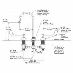 T&S Brass And Bronze Works T&S B-0866-07-PV Deck Mount Mixing Faucet With 8" Adjustable Centers, 5 3/4" Gooseneck, 6" Wrist Action Handles, And Pedal Valve Connection 3 T&S Brass And Bronze Works T&S B-0866-07-PV Deck Mount Mixing Faucet With 8" Adjustable Centers, 5 3/4" Gooseneck, 6" Wrist Action Handles, And Pedal Valve Connection -T&S Brass-shop 75690