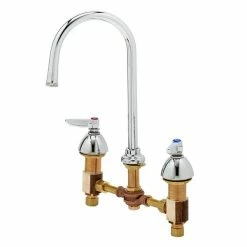 T&S Brass And Bronze Works T&S B-0850 Deck Mount Mixing Faucet With 8" Adjustable Centers, 5 1/2" Gooseneck, And Escutcheons