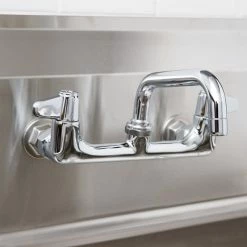 T&S Brass And Bronze Works Equip By T&S 5F-8WLX06 Wall Mounted Faucet With 6 1/8" Swing Spout, 5.2 GPM Laminar Flow Device, 8" Adjustable Centers, And Lever Handles