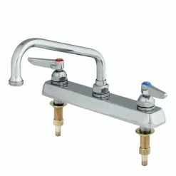 T&S Brass And Bronze Works T&S B-1123-XS Deck Mount Workboard Mixing Faucet With 8" Centers, 12" Swing Nozzle, Escutcheon, And Tailpieces