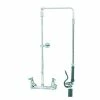 T&S Brass And Bronze Works T&S B-0131-BC-28H Wall Mounted 29 1/2" High Pre-Rinse Faucet With Adjustable 8" Centers, Low Flow Spray Valve, Swivel Arm, 28" Hose, And 6" Wall Bracket