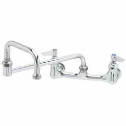T&S Brass And Bronze Works T&S B-0266-CR-SC Wall Mount Mixing Faucet With 8" Adjustable Centers, 15" Double Joint Nozzle, And Cerama Cartridges