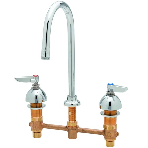 T&S Brass And Bronze Works T&S B-2851-133X-VR Deck Mount Vandal Resistant Easy Install Faucet With 8" Centers, 5 3/4" Gooseneck, And Eterna Cartridges 1 T&S Brass And Bronze Works T&S B-2851-133X-VR Deck Mount Vandal Resistant Easy Install Faucet With 8" Centers, 5 3/4" Gooseneck, And Eterna Cartridges