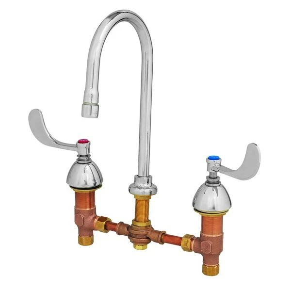 T&S Brass And Bronze Works T&S B-2850-L Deck Mount Easy Install Faucet With 5 1/2" Gooseneck Nozzle, 12" Centers, Stream Regulator Outlet, Eterna Cartridges, And Lever Handles 1 T&S Brass And Bronze Works T&S B-2850-L Deck Mount Easy Install Faucet With 5 1/2" Gooseneck Nozzle, 12" Centers, Stream Regulator Outlet, Eterna Cartridges, And Lever Handles