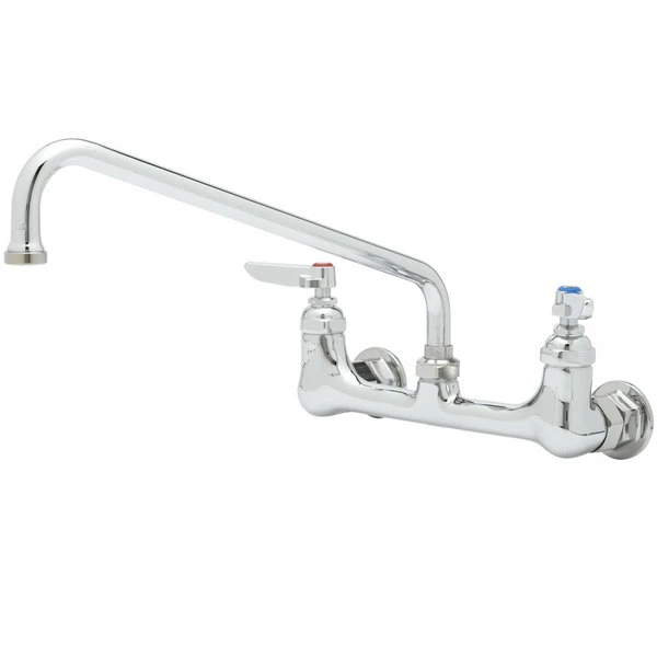 T&S Brass And Bronze Works T&S B-2414 Wall Mount Mixing Faucet With 8" Adjustable Centers, 8" Swing Nozzle, And Eterna Cartridges 1 T&S Brass And Bronze Works T&S B-2414 Wall Mount Mixing Faucet With 8" Adjustable Centers, 8" Swing Nozzle, And Eterna Cartridges