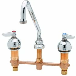 T&S Brass And Bronze Works T&S B-2854 Deck Mount Easy Install Faucet With 9" Swing Nozzle, 8" Centers, 2.2 GPM Aerator, Eterna Cartridges, And Lever Handles
