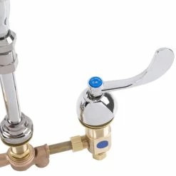 T&S Brass And Bronze Works T&S B-0850-01-PV Deck Mount Widespread Mixing Faucet With 8" Adjustable Centers, Serrated Nozzle, 4" Wrist Action Handles, And Double Valve Pedal -T&S Brass-shop 882532