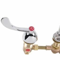 T&S Brass And Bronze Works T&S B-0850-01-PV Deck Mount Widespread Mixing Faucet With 8" Adjustable Centers, Serrated Nozzle, 4" Wrist Action Handles, And Double Valve Pedal -T&S Brass-shop 882533
