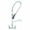 T&S Brass And Bronze Works T&S B-0133-A12-B8CX EasyInstall Wall Mounted 29 3/4" High Pre-Rinse Faucet With Adjustable 8" Centers, Ergonomic Low Flow Spray Valve, 44" Hose, 12" Add-On Faucet, And 6" Wall Bracket