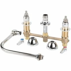 T&S Brass And Bronze Works T&S B-2853-RSW Deck Mount Easy Install 2.2 GPM Faucet With 8" Centers, 7" Gooseneck, And Quarter Turn Eterna Cartridges -T&S Brass-shop 921503