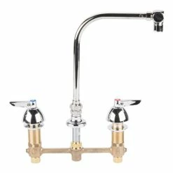 T&S Brass And Bronze Works T&S B-2853-RSW Deck Mount Easy Install 2.2 GPM Faucet With 8" Centers, 7" Gooseneck, And Quarter Turn Eterna Cartridges -T&S Brass-shop 921505
