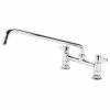 T&S Brass And Bronze Works Equip By T&S 5F-8DLX18 Deck Mount Swivel Base Mixing Faucet With 18 1/8" Swing Nozzle And 8" Centers - ADA Compliant
