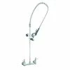 T&S Brass And Bronze Works T&S B-0133-B-SWV EasyInstall Wall Mounted 33 1/2" High Pre-Rinse Faucet With Adjustable 8" Centers, Swivel Spray Valve, 44" Hose, And 6" Wall Bracket