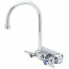 T&S Brass And Bronze Works T&S B-1145 Wall Mounted Workboard Faucet With 3 1/2" Centers - 5 3/4" Swivel Gooseneck Spout