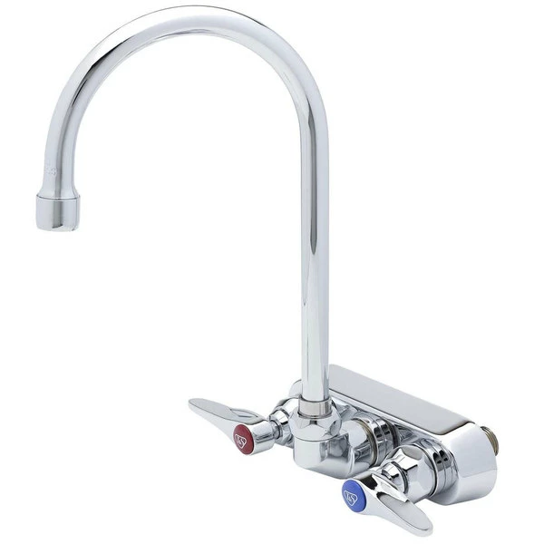 T&S Brass And Bronze Works T&S B-1145 Wall Mounted Workboard Faucet With 3 1/2" Centers - 5 3/4" Swivel Gooseneck Spout 1 T&S Brass And Bronze Works T&S B-1145 Wall Mounted Workboard Faucet With 3 1/2" Centers - 5 3/4" Swivel Gooseneck Spout