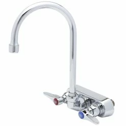 T&S Brass And Bronze Works T&S B-1146 Wall Mount Workboard Faucet With 4" Centers And 5 3/4" Gooseneck Spout