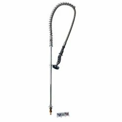 T&S Brass And Bronze Works T&S B-0143 Deck Mounted 42 1/4" High Pre-Rinse Faucet With Concealed Base, 4-Arm Handles, And 44" Hose